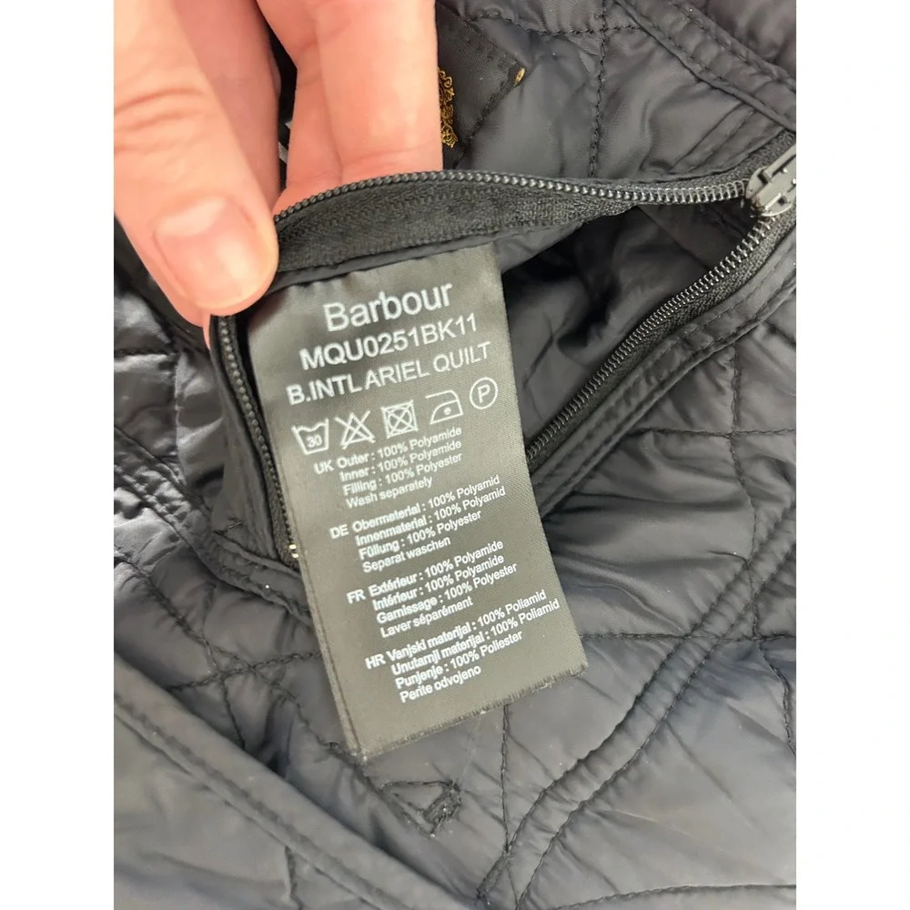 Barbour International Ariel Quilted Jacket Black Mens XL Moto Coat - Picture 6 of 7
